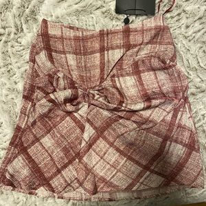 LULU’S Plaid Ruched Mini Skirt NWT, NW
